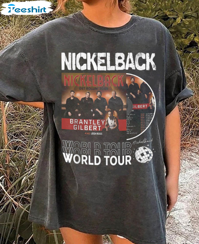 Vintage Nick Lebacks Get Rollin Tour 2023 Shirt, Nickelback World Tour Sweatshirt Short Sleeve