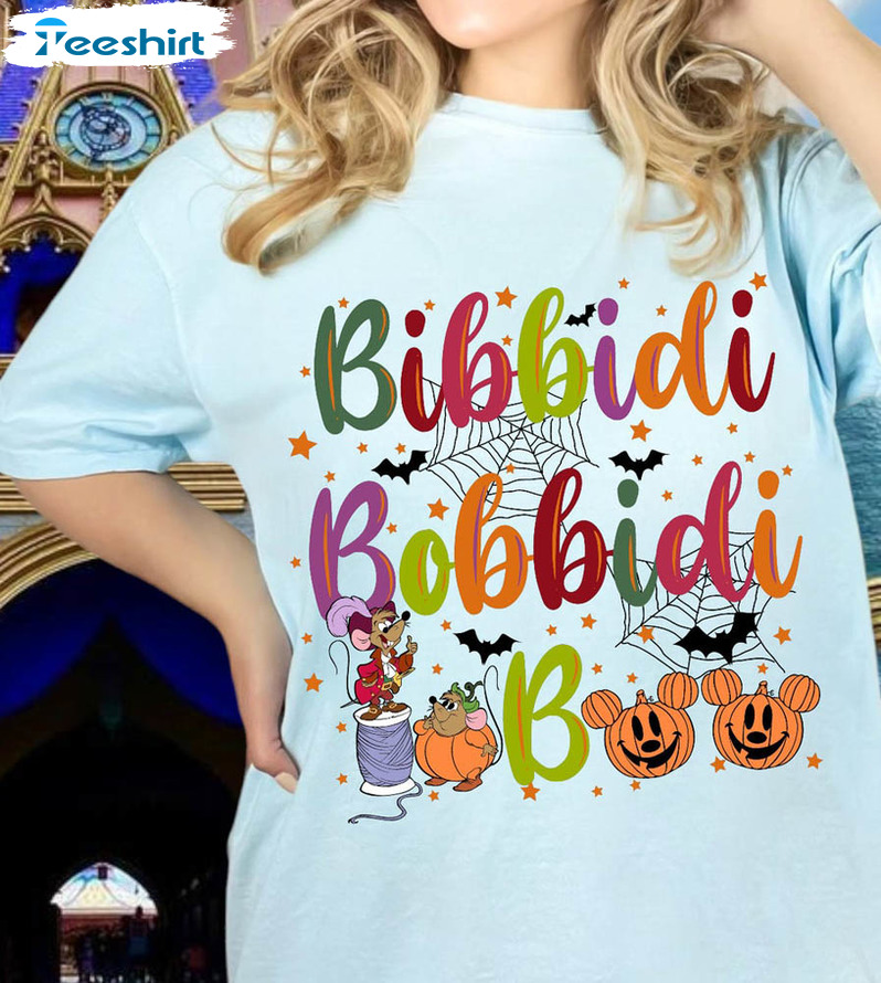 Bibbidi Bobbidi Mice Shirt, Colorful Halloween Crewneck Sweatshirt