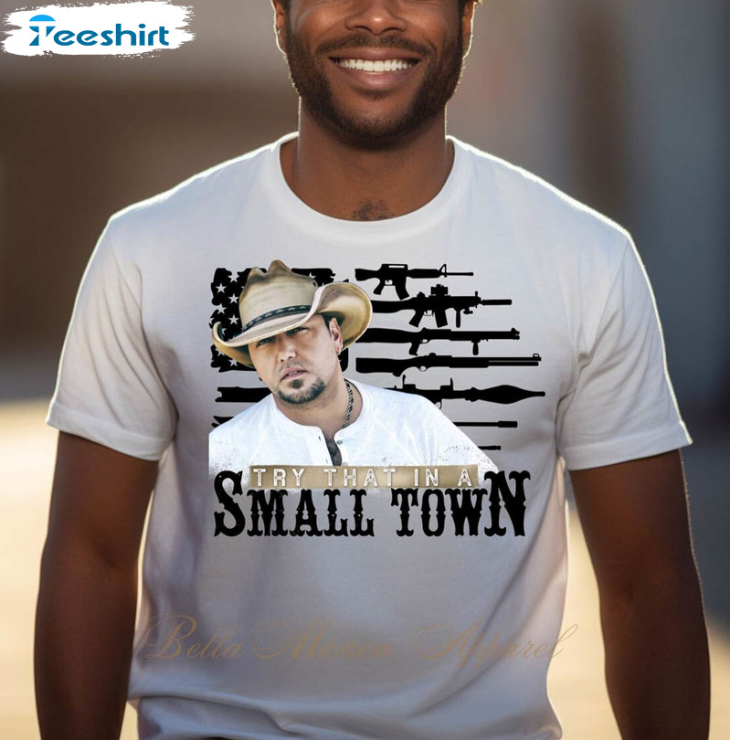 Jason Aldean Small Town Shirt, Jason Aldean Band Patriotic Unisex T-shirt Crewneck