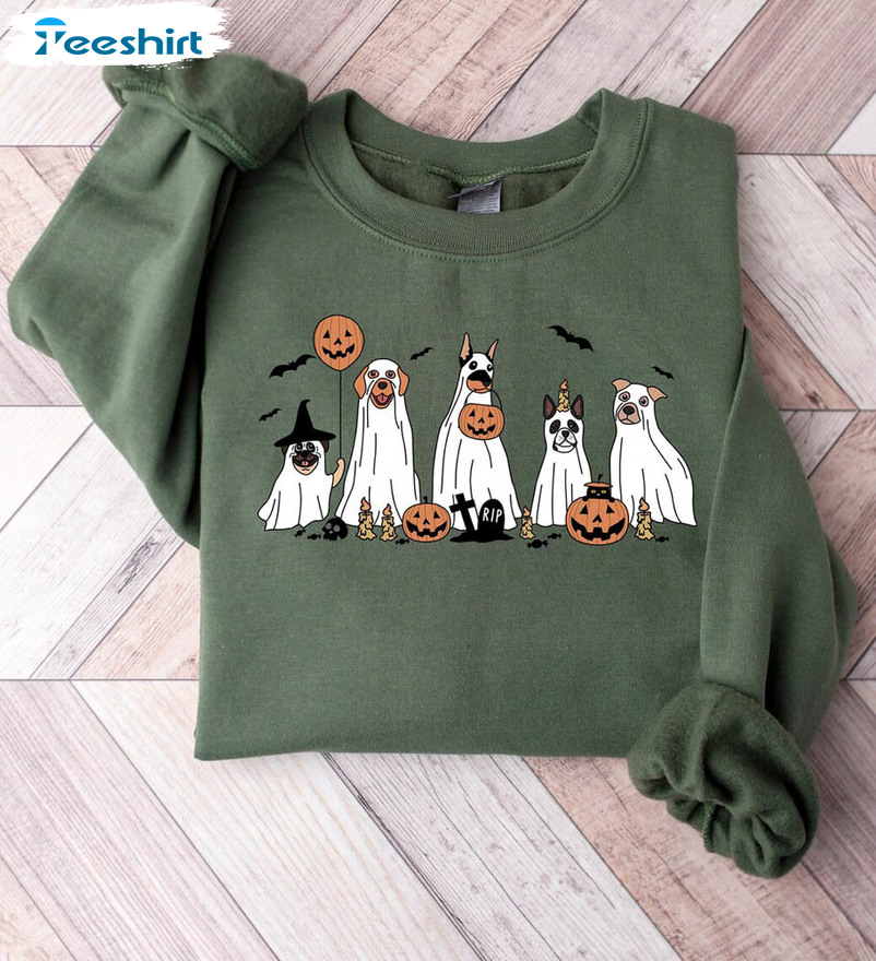 2023 Happy Halloween Shirt, Ghost Dog Unisex T-shirt Sweater