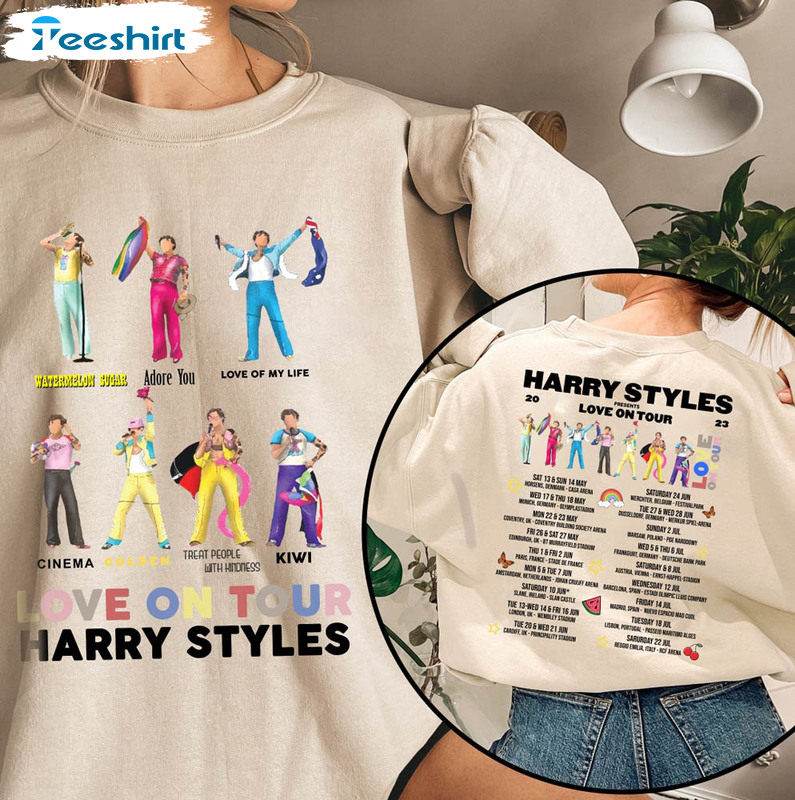 Harry Style Love On Tour 2023 Shirt, Harry Track List Long Sleeve Unisex Hoodie