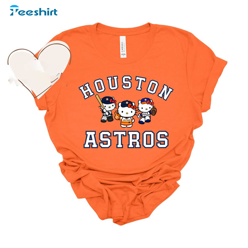 Houston Astros Hello Kitty Cute Shirt, Trendy Baseball Tee Tops Short Sleeve