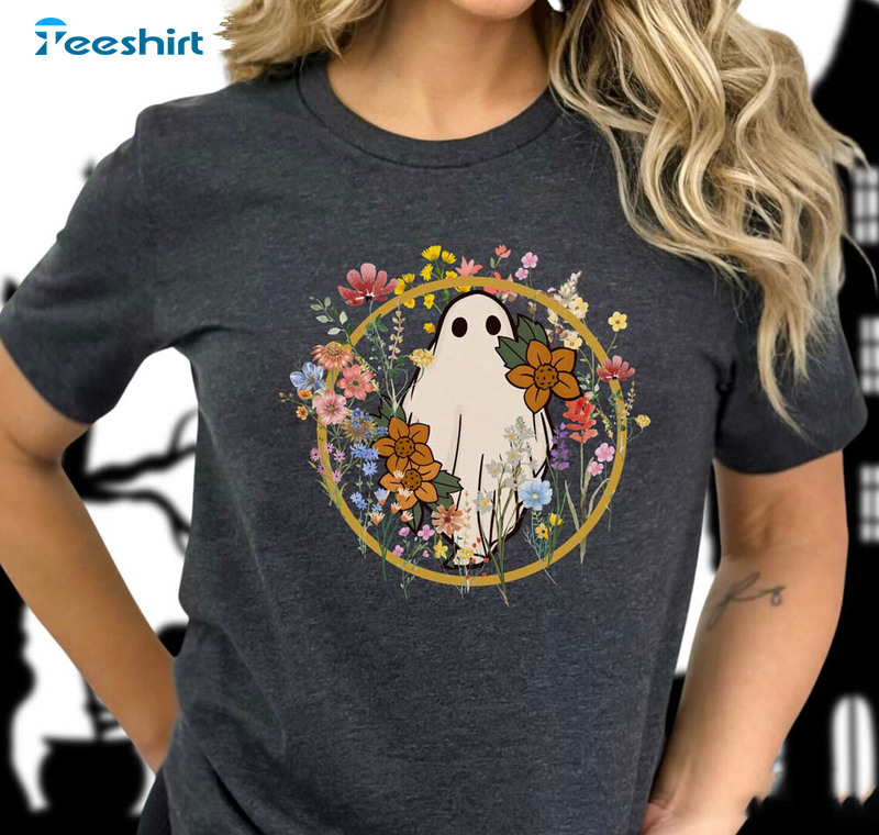 Wildflower Halloween Shirt, Floral Teacher Unisex Hoodie Short Sleeve