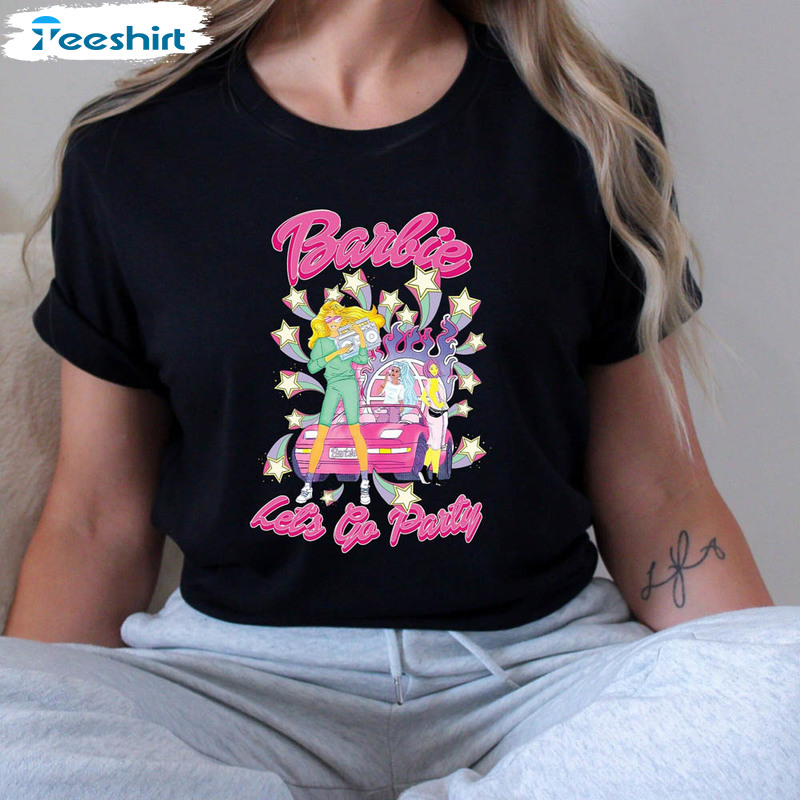 Retro Come On Barbie Let's Go Party Shirt, Vintage Party Girls Long Sleeve Unisex Hoodie
