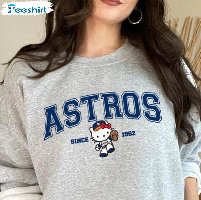 Mlb Baseball Hello Kitty Shirt, Houston Texas Kawaii Unisex Hoodie Crewneck