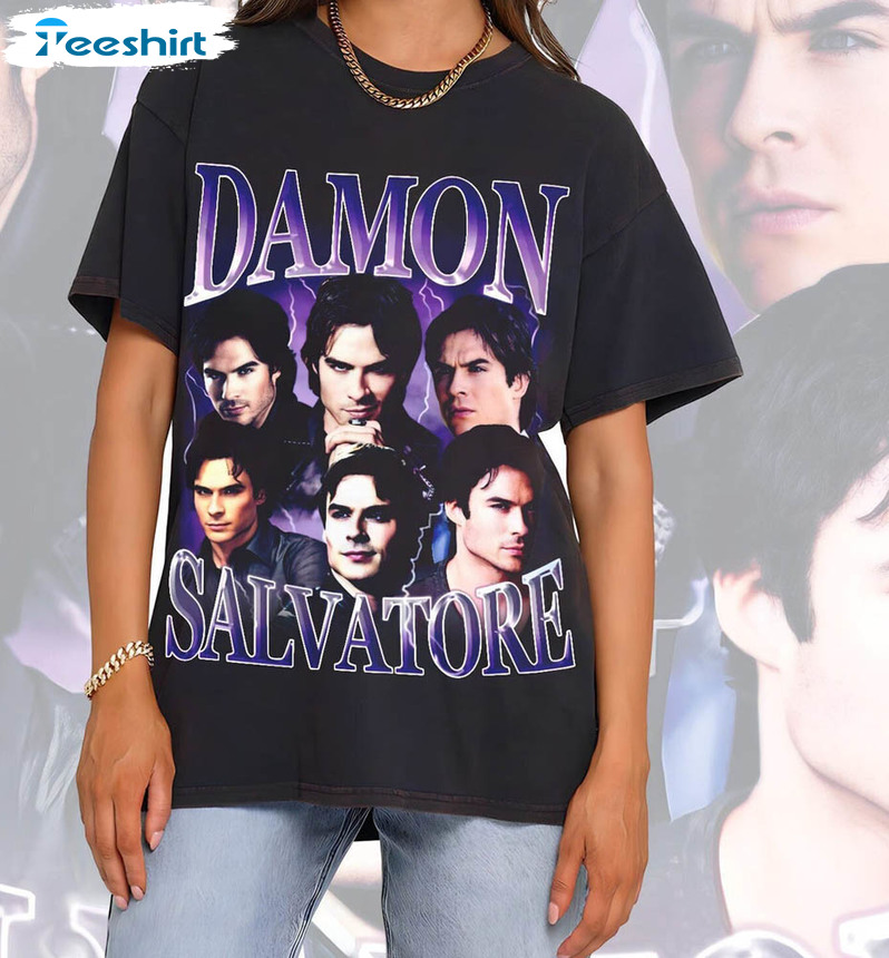 Damon Salvatore Vintage Shirt, Trendy Unisex T-shirt Long Sleeve For Men Women