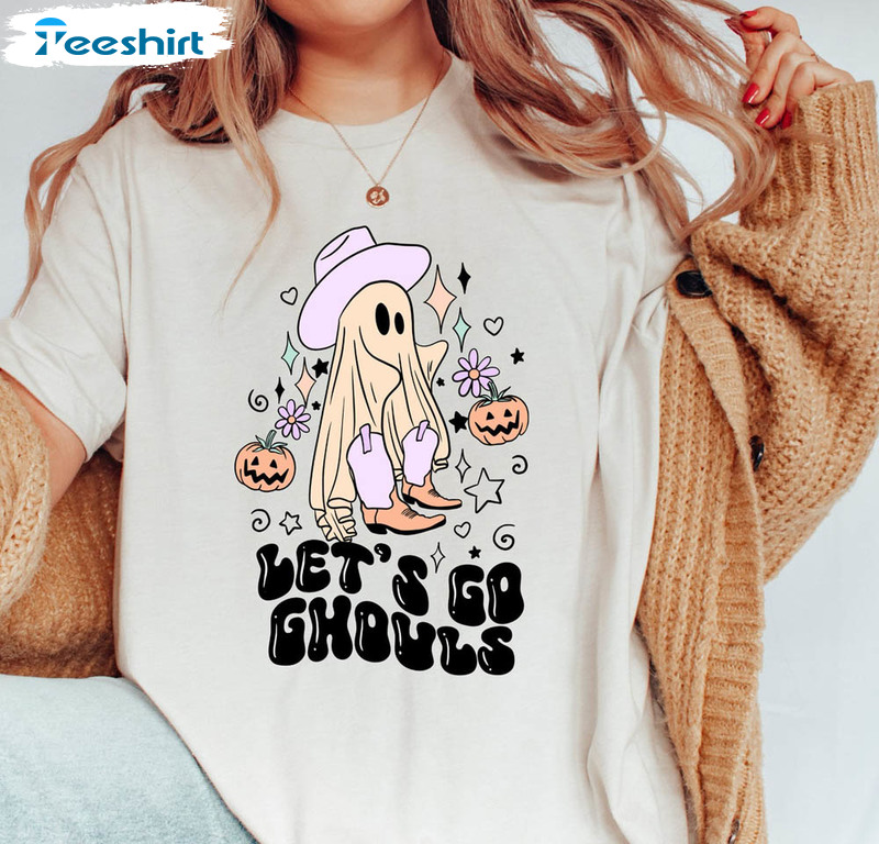 Lets Go Ghouls Shirt, Halloween Funny Short Sleeve Unisex Hoodie