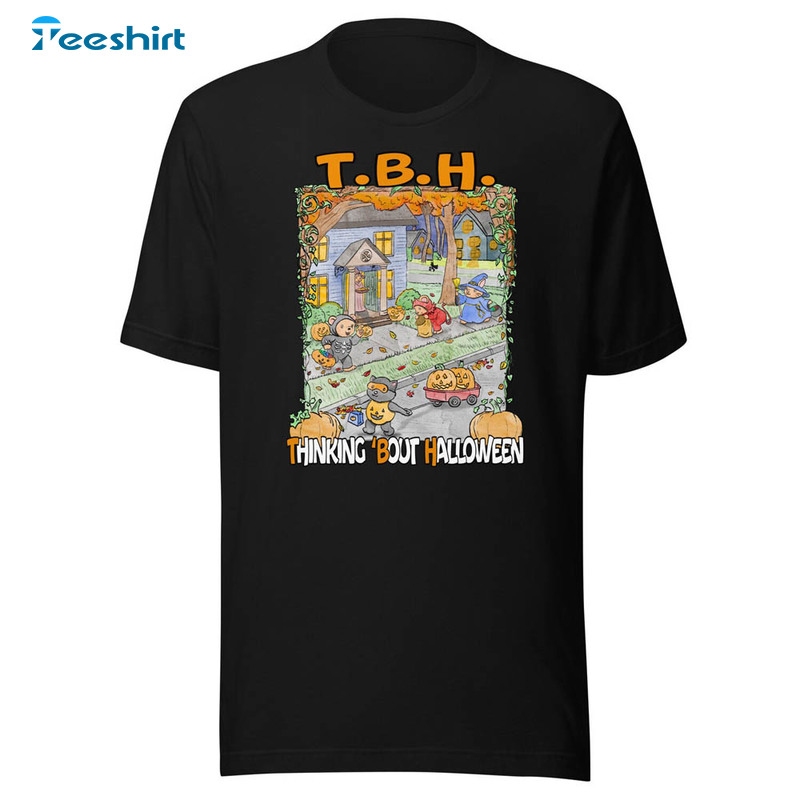 Thinking About Halloween Shirt, Funny Short Sleeve Crewneck