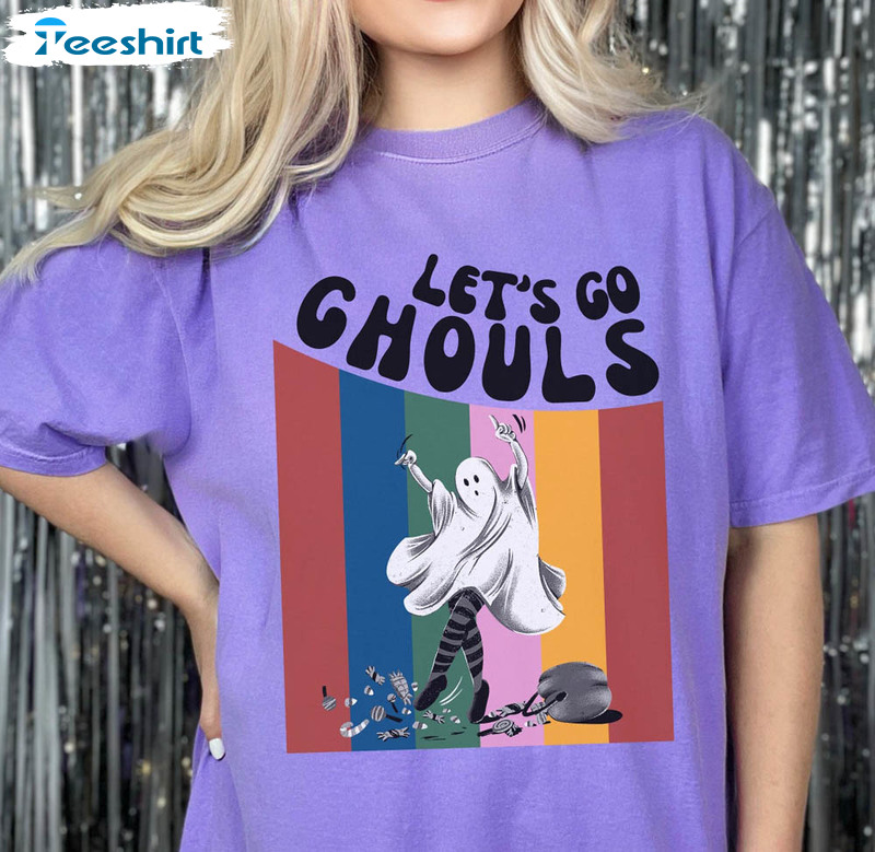 Lets Go Ghouls Comfort Shirt, Retro Halloween Cartoons Crewneck Unisex T-shirt