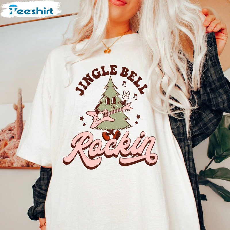 Merry Christmas Tree Shirt, Jingle Bell Rockin Christmas Tee Tops - Sweatshirt For Woman