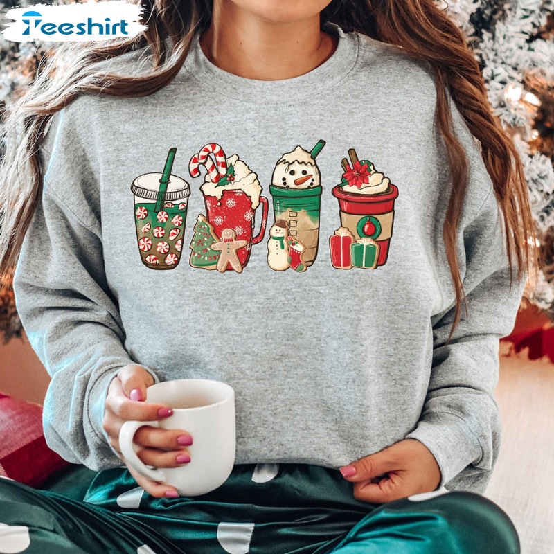 Christmas Coffee Sweatshirt, Christmas Tree And Snowman Coffee Trending Hoodie For All People