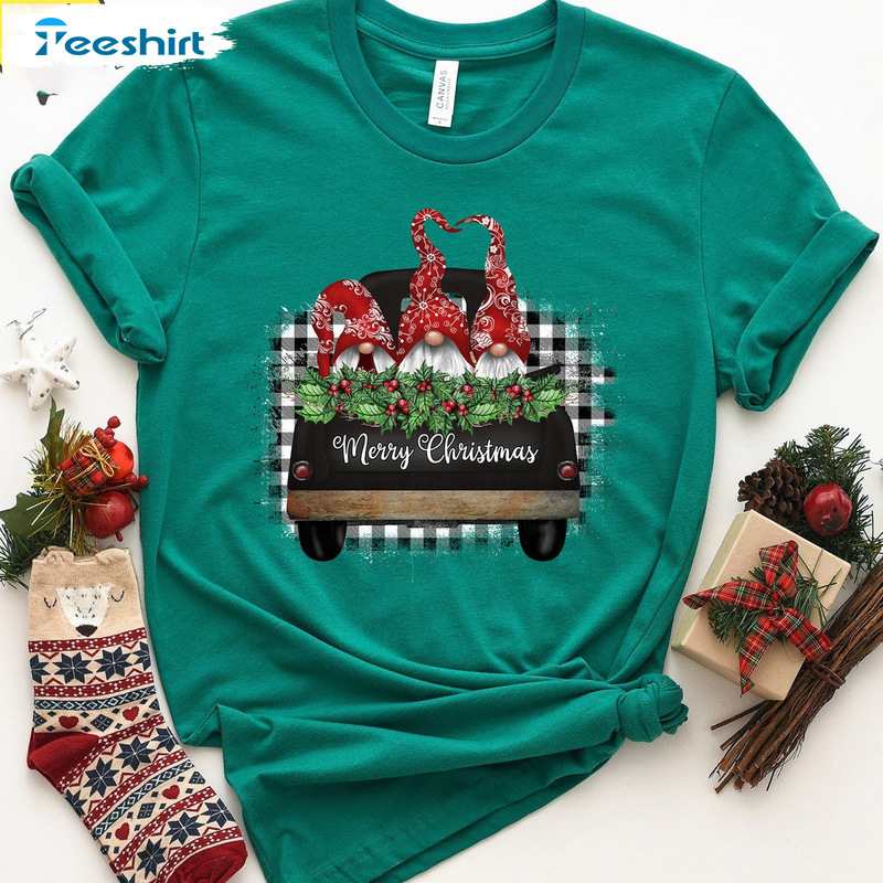 Christmas Gnomes Sweatshirt, Christmas Truck Classic Tee Tops, Gnome Christmas Unisex Hoodie For Family
