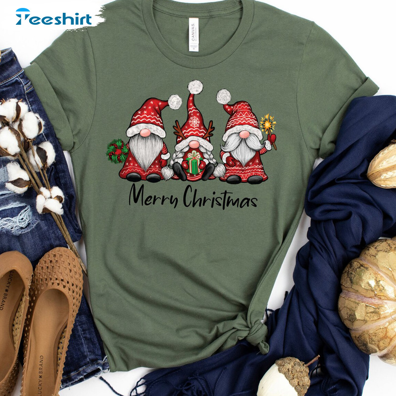 GCETTIC Christmas Sweatshirts for Women Merry Christmas Plaid Splicing Tops Long Sleeve Gnome Santa Graphic Sweatshirts 