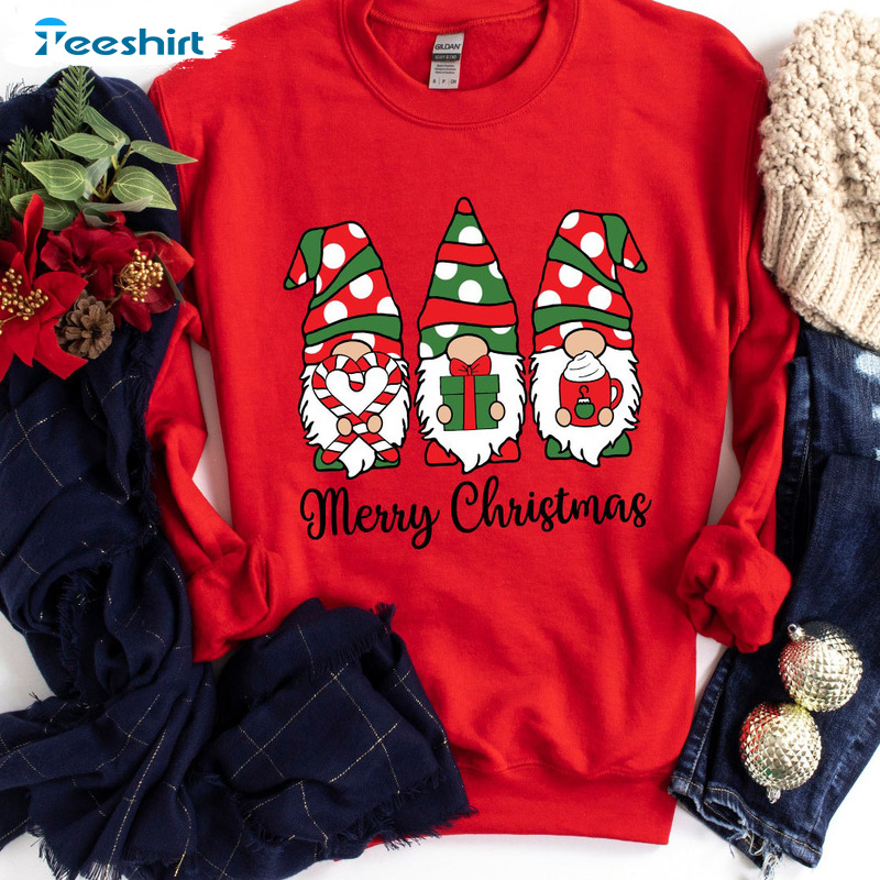 Christmas Gnomes Shirt, Cute Gnomies Christmas Short Sleeve - Sweatshirt For Family