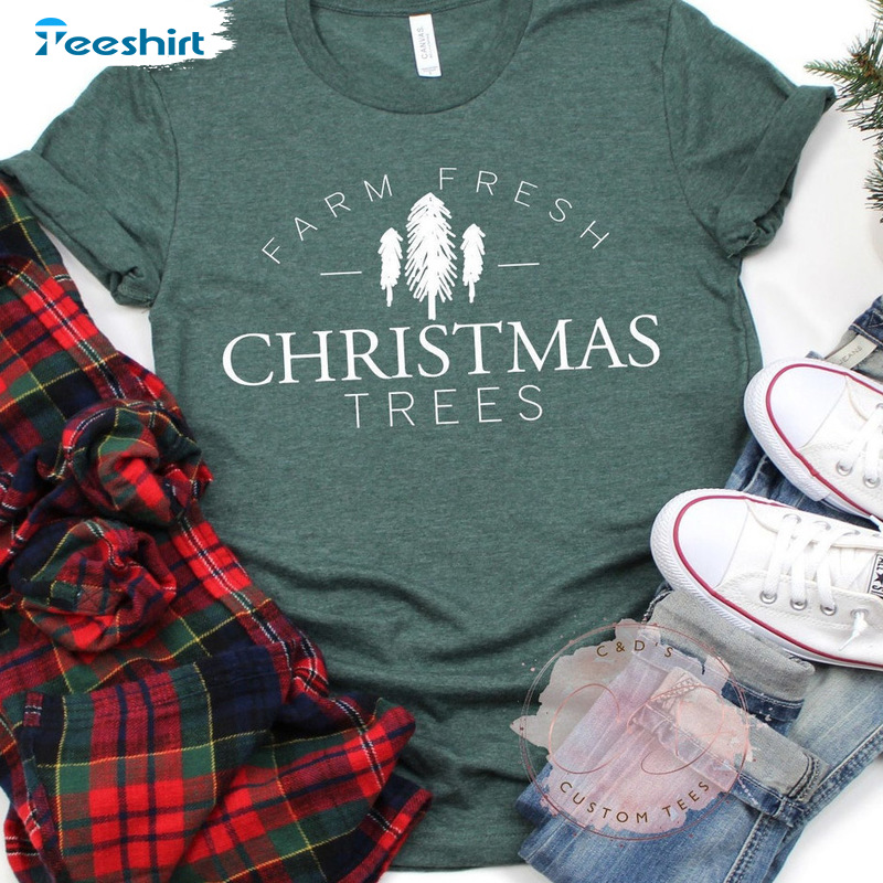 Farm Fresh Christmas Trees Sweatshirt For Woman, Pine Tree Classic Tee Tops - Unisex Hoodie