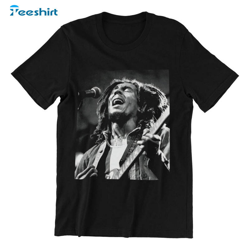 Bob Marley Poster Shirt, Bob Marley Graphic Art Short Sleeve Sweatshirt