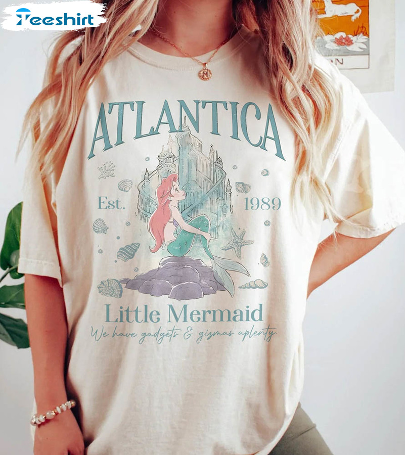 Vintage 90s Disney Little Mermaid Shirt, Atlantica Little Mermaid Crewneck Unisex Hoodie