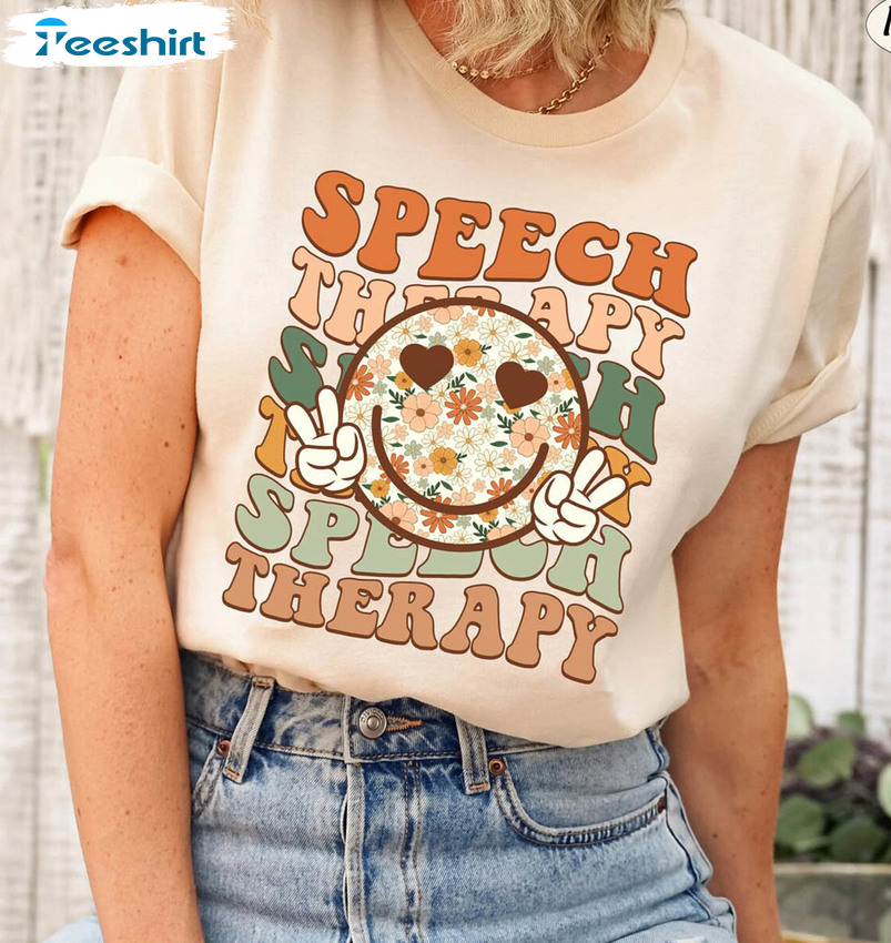 Speech Pathologist Smile Face Shirt, Speech Therapy Slpa Crewneck Sweater