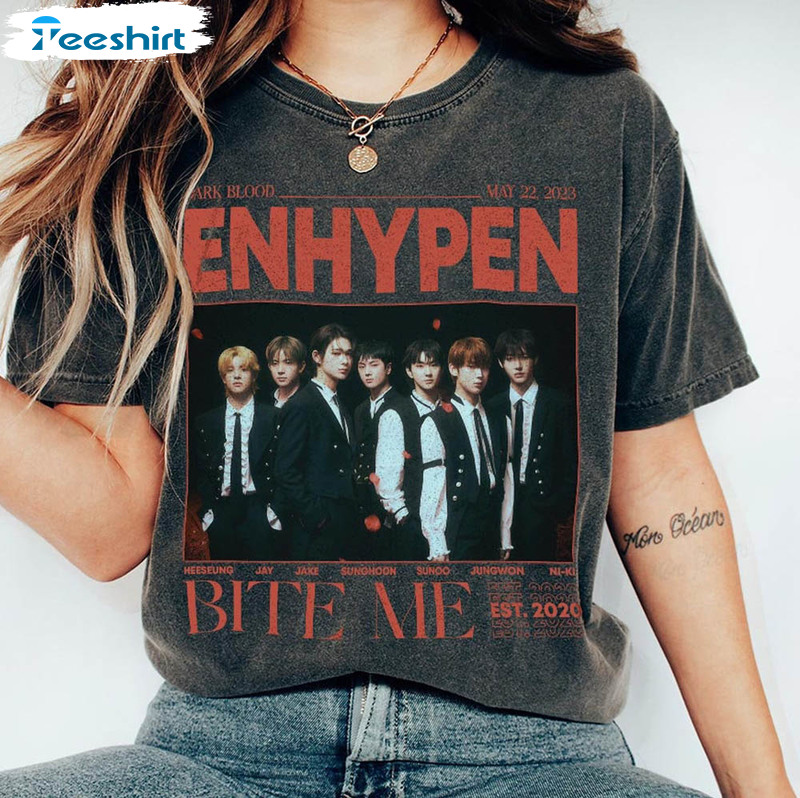 Enhypen Kpop Music Shirt, Dark Blood Album Tee Tops Short Sleeve