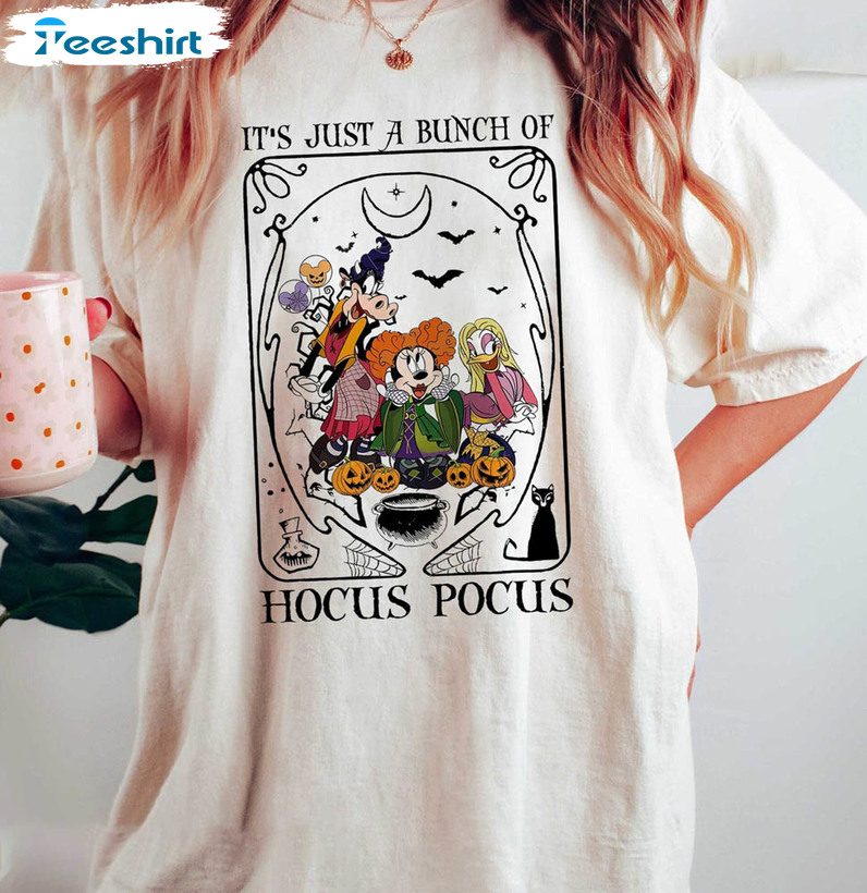 Limited It's Just A Bunch Of Hocus Pocus Shirt, Creative Tarot Card Halloween Crewneck Tee Tops