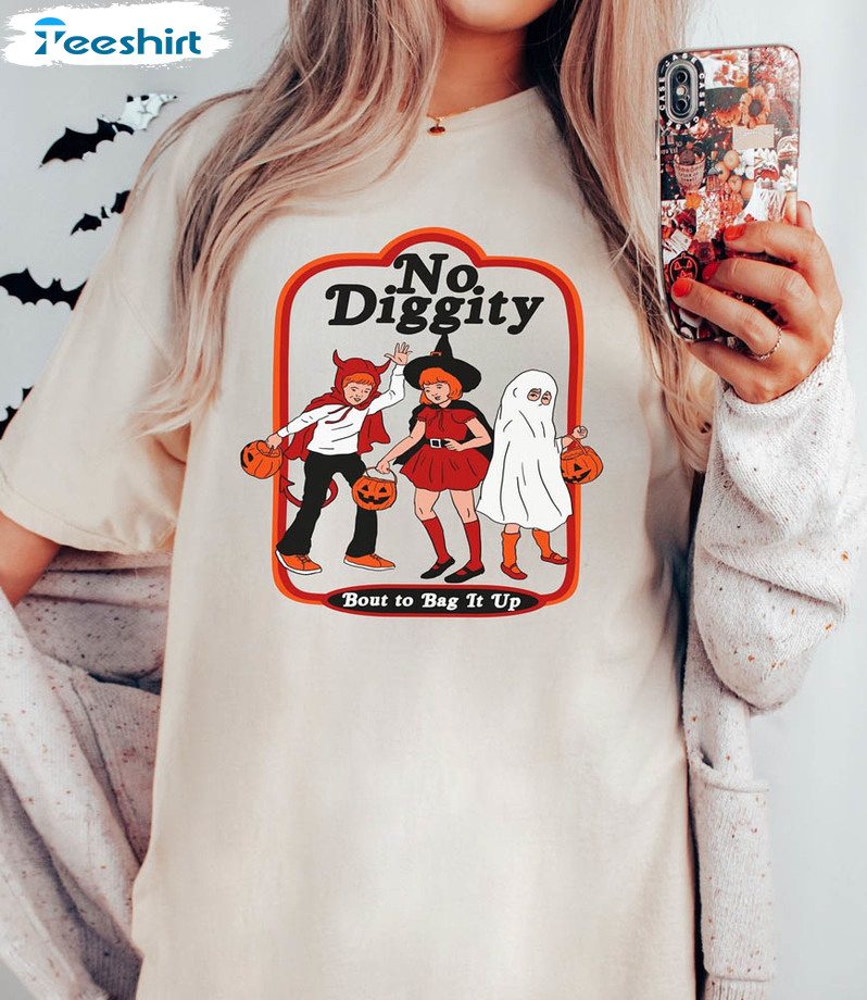 Limited No Diggity Bout To Bag It Up Shirt, Funny Trick Or Treating Tee Tops Long Sleeve