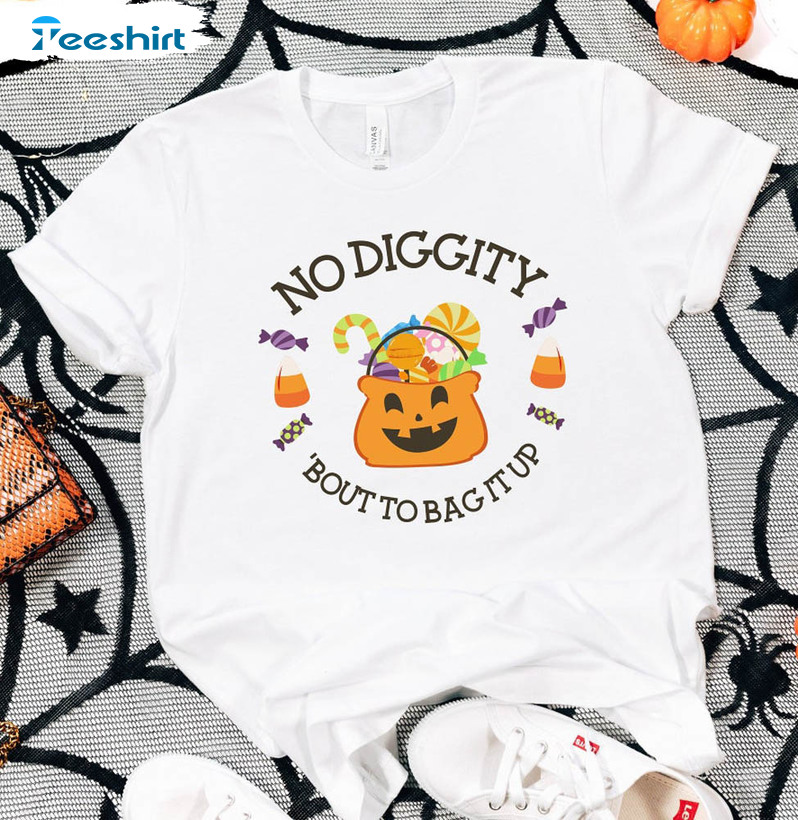 Creative No Diggity Bout To Bag It Up Shirt, Trendy Pumpkin Season Long Sleeve Crewneck