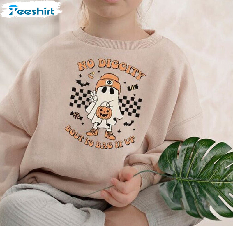 No Diggity Bout To Bag It Up Funny Shirt, Cute Ghost Crewneck Sweater For Kid