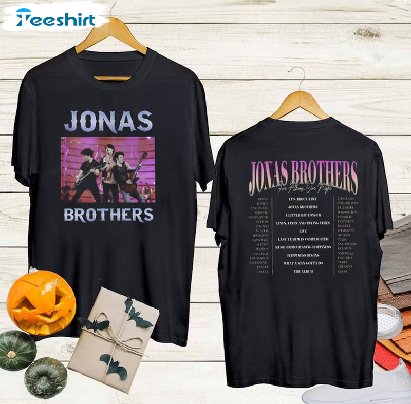 Jonas Brothers Band Fan Shirt, Five Albums One Night The Tour 2023 Tee Tops Crewneck