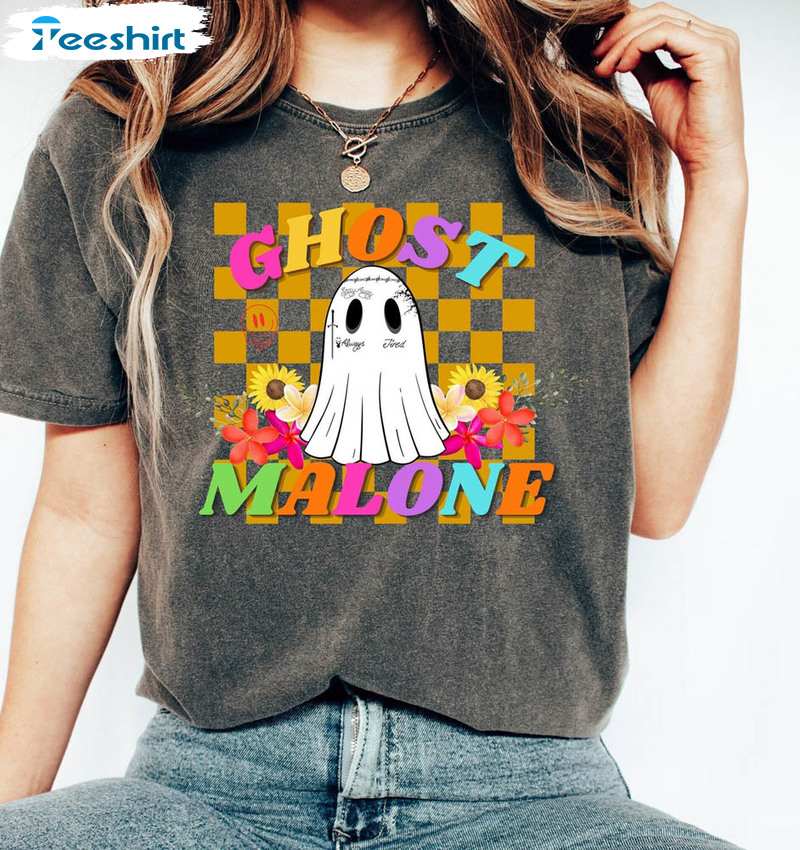 Comfort Colors Ghost Malone Shirt, Cute Spooky Halloween Sweatshirt Hoodie For Friends