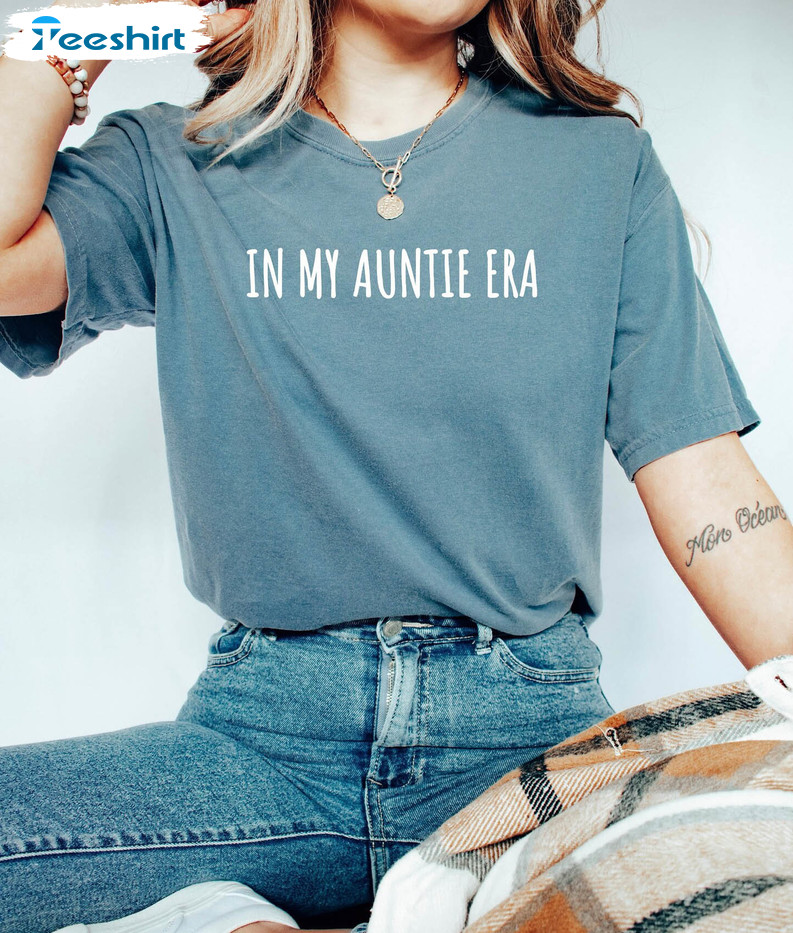 In My Auntie Era Comfort Colors Shirt, Pregnancy Announcement Short Sleeve Sweater