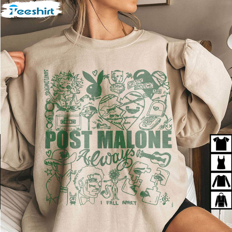 Post Malone Tattoo Shirt, Post Malone Album Lyrics Short Sleeve Unisex T-shirt