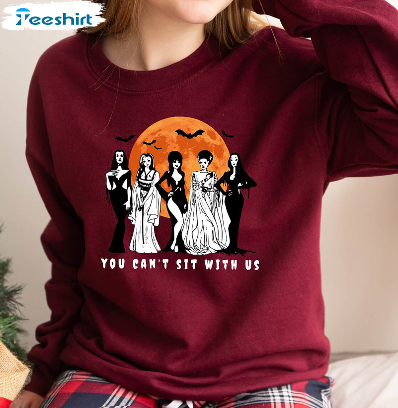 Funny You Cant Sit With Us Shirt, Sanderson Sisters Spooky Vibes Unisex Hoodie Long Sleeve