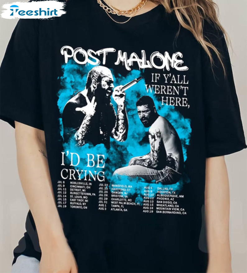 Vintage Post Malone 2023 Tour Shirt, Rapper Trendy Short Sleeve Hoodie