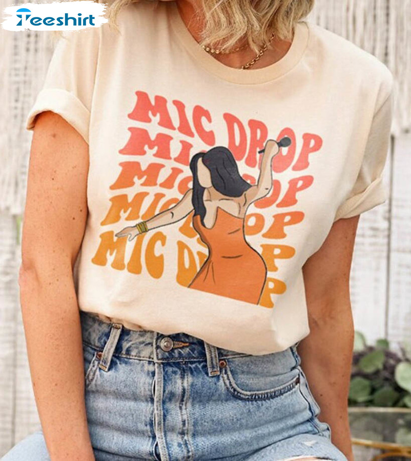 Mic Drop Cardi B Throw Microphone Shirt, Cardi B Rapper Short Sleeve Unisex T-shirt