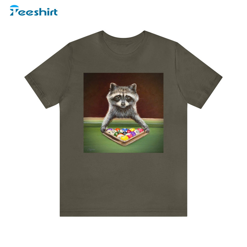 Raccoon Racking Billiard Balls Shirt, Funny Raccoon Unisex T-shirt Long Sleeve