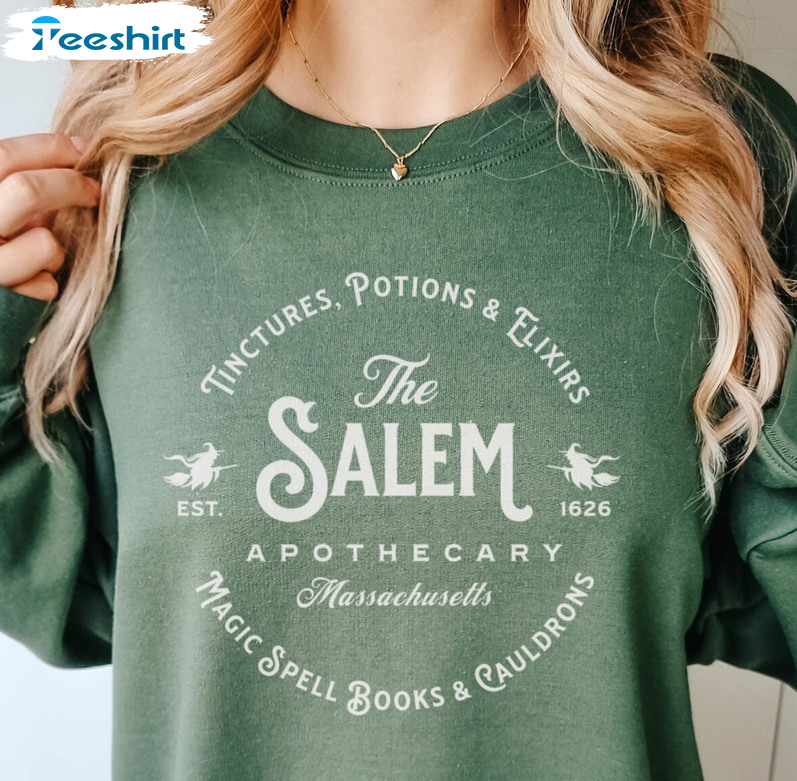 Salem Massachusetts Apothecary Vintage Shirt, Halloween Witch Short Sleeve Unisex T-shirt