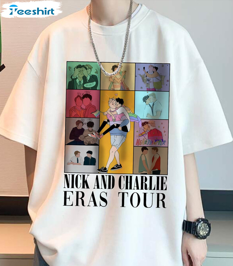 Nick And Charlie Heartstopper Eras Tour Shirt, Heartstopper Lgbtq Movie Short Sleeve Crewneck