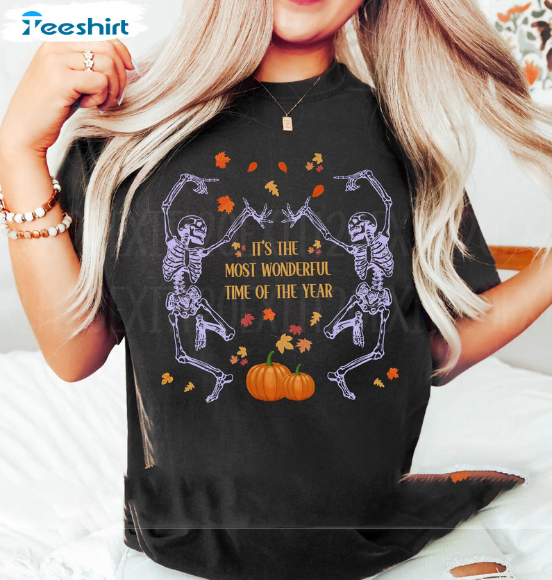 Dancing Skeletons Halloween Shirt, It’s The Most Wonderful Time Of The Year Unisex Hoodie Sweater