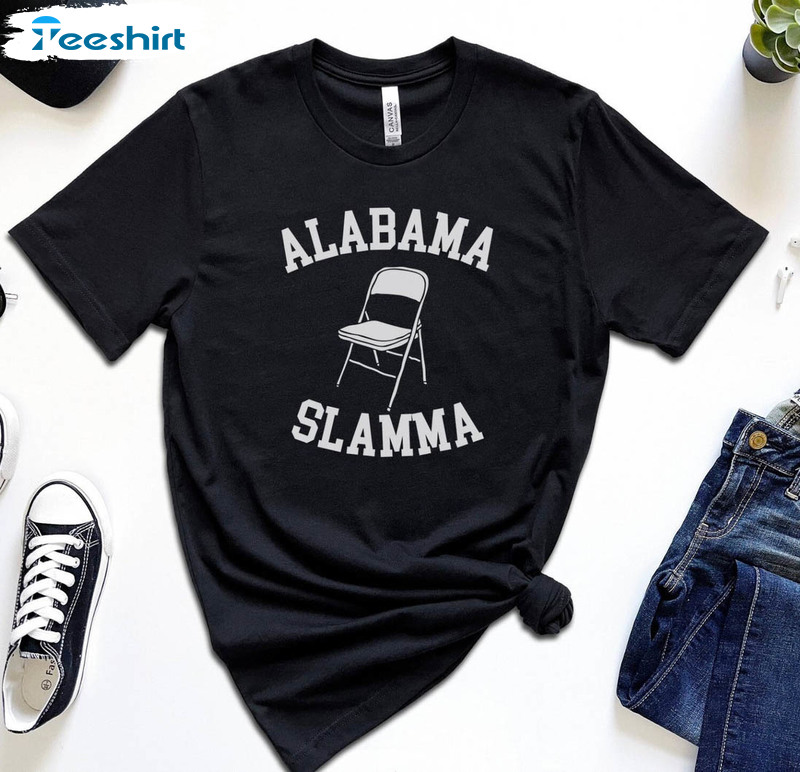 Alabama Slamma Shirt, White Folding Chair Alabama Brawl Unisex Hoodie Crewneck