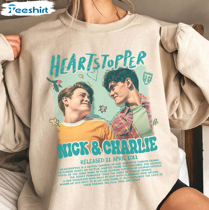 Vintage Heartstopper Shirt, Nick And Charlie Unisex T-shirt Short Sleeve