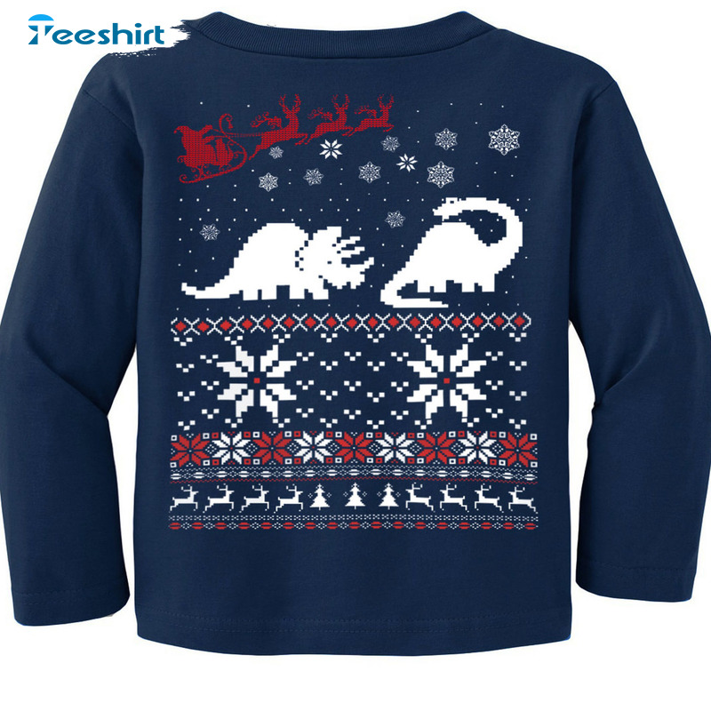 Dinosaur Santa Claus Sweatshirt - Dinosaur Long Sleeve Shirt Kids