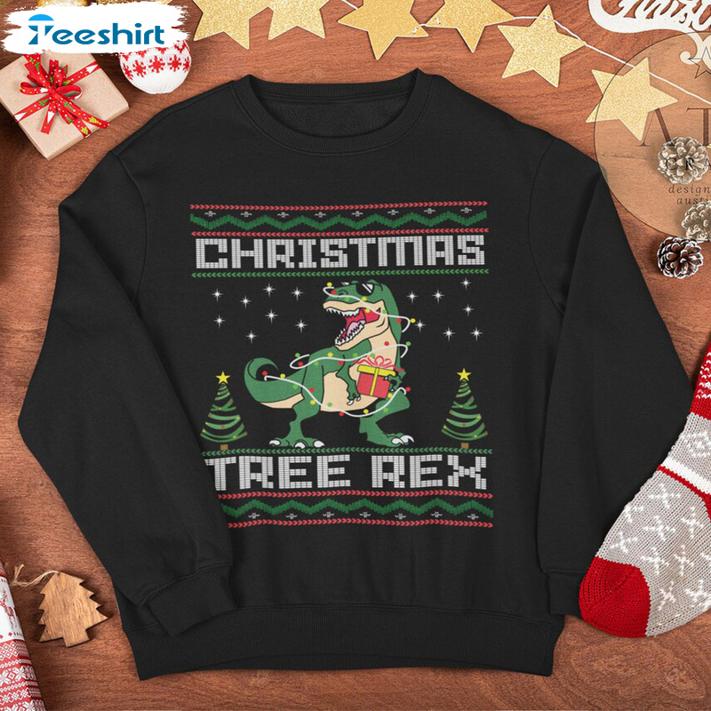 Christmas Tree Rex Sweatshirt - Tacky Xmas Sweater Funny Christmas