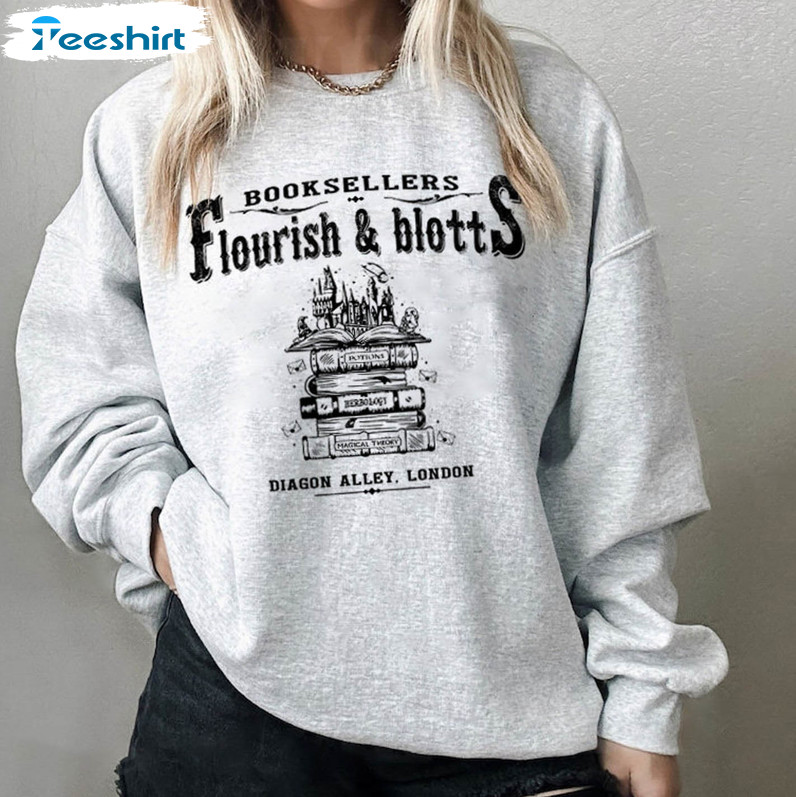Vintage Flourish Blotts Shirt, Wizard Book Unisex Hoodie Tee Tops