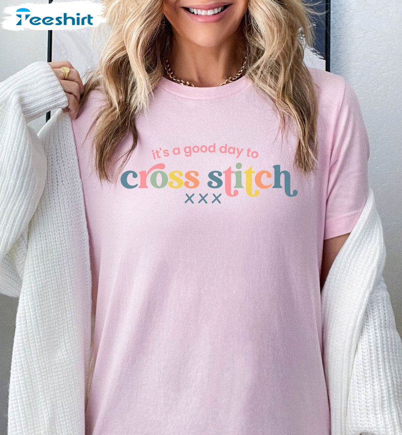 Cross Stitch Funny Shirt, Stitch Friends Short Sleeve Sweatshirt