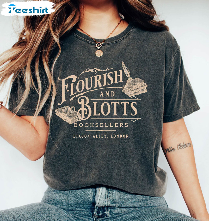 Flourish Blotts Comfort Shirt, Hp Fan Potter Crewneck Short Sleeve