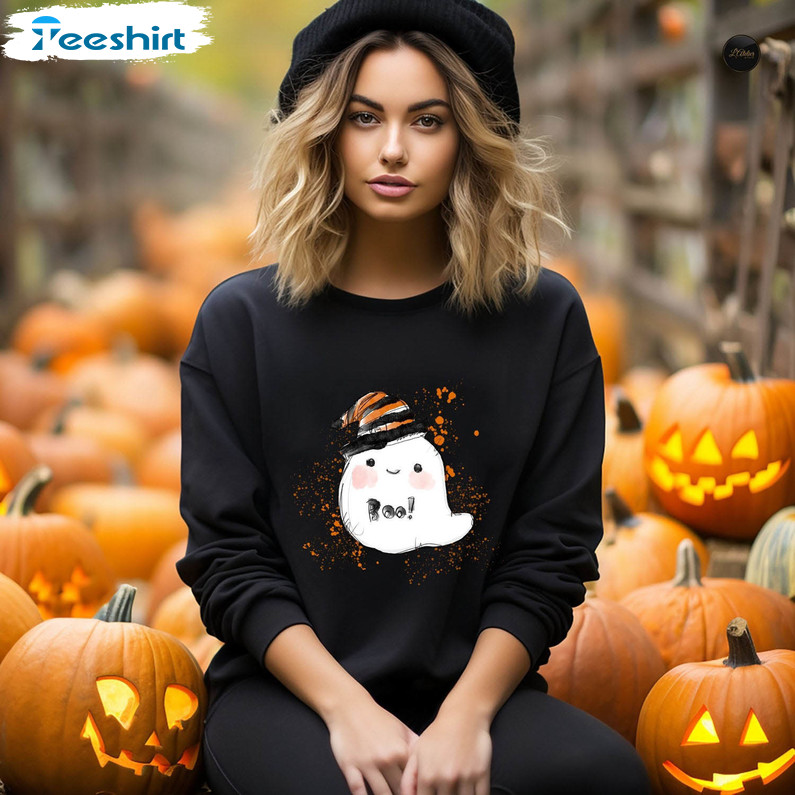 Cute Little Ghosts Boo Shirt, Autumn Halloween Crewneck Unisex Hoodie