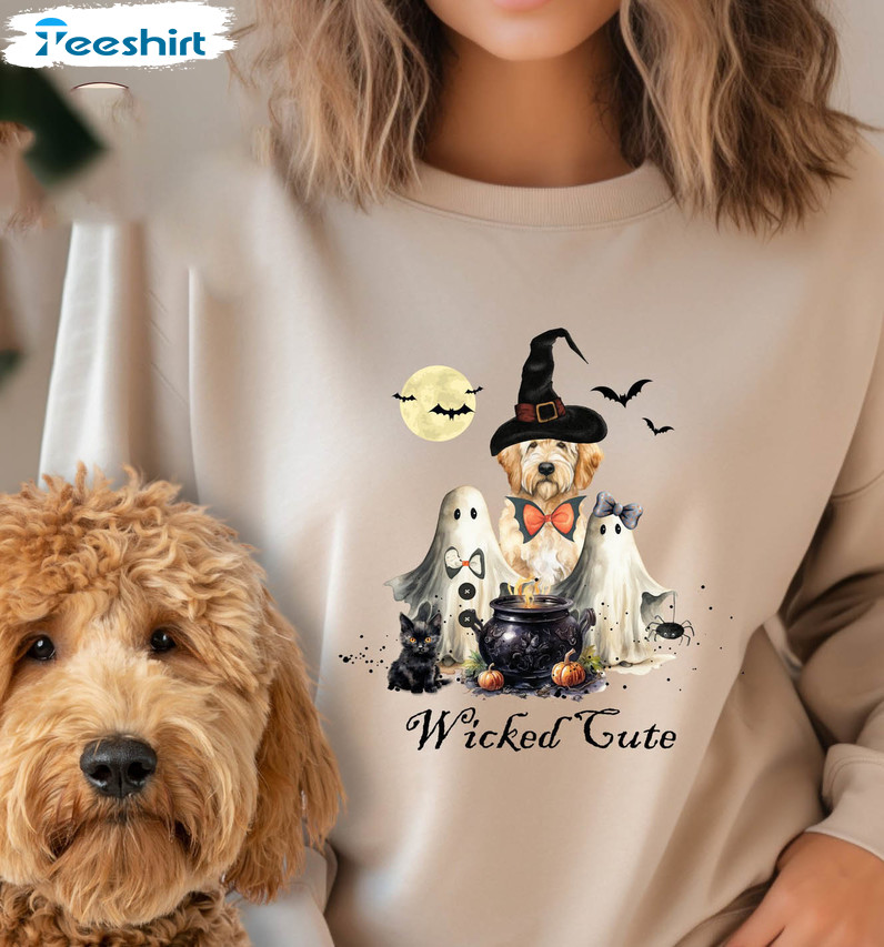 Goldendoodle Dog Halloween Wicked Shirt, Trick Or Treat Hoodie Long Sleeve