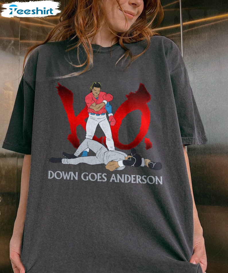Down Goes Anderson Baseball Shirt, Funny Meme Long Sleeve Unisex T-shirt