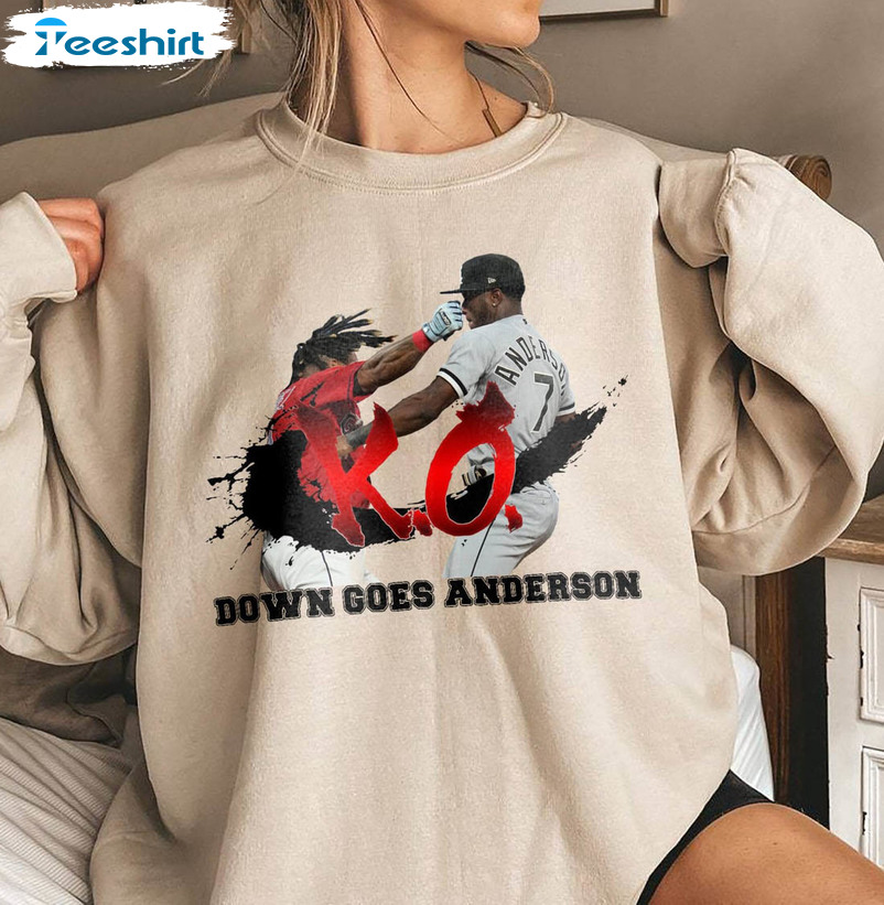 Official Down goes anderson trendy Cleveland guardians T-shirt, hoodie,  tank top, sweater and long sleeve t-shirt