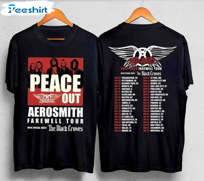 Aerosmith 2023 2024 Shirt, Peace Out Farewell Tour Hoodie Crewneck